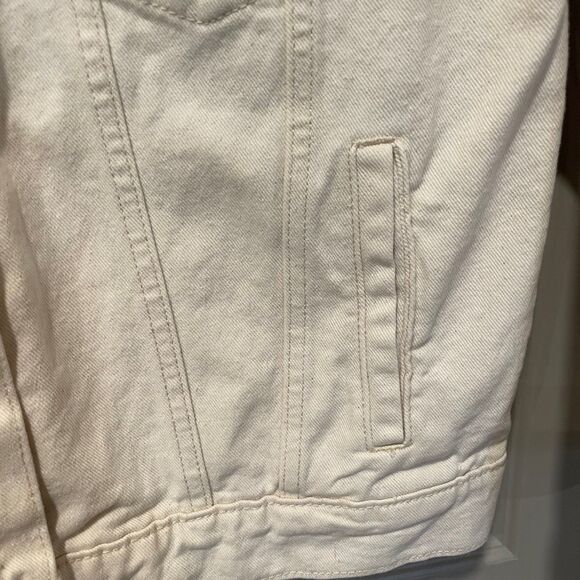 Mango 100% cotton cream oversized denim jacket, size S - Picture 8 of 13